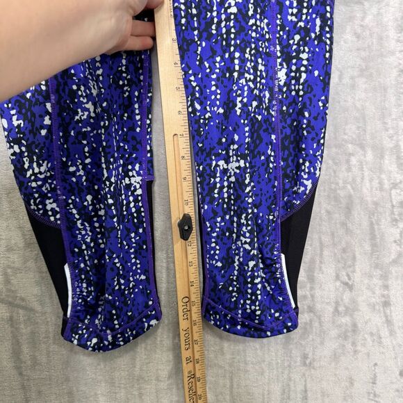 Athletha Capri Leggings Womens Small Purple Black Abstract Print Pockets - Picture 10 of 11